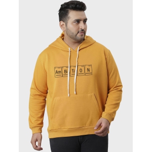 Solid Full Sleeve Hooded Casual Sweatshirt Yellow 6XL