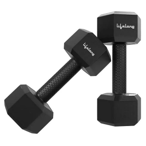 Lifelong PVC Hex Dumbbells Pack of 2 for Home Gym, Dumbbells Weights for Men & Women (6 Months Warranty)-6 kg (3 kg*2)