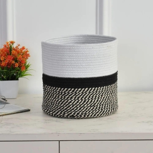 cotton-storage-basket-top-plain-white-center-strip-black-bottom-criss-cross-11x11