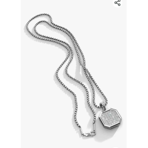 Men Stainless Steel Geometric Ad Studded Stylish Silver Chain.