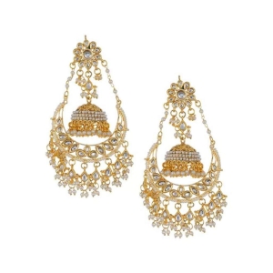 Abhaah bollywood inspired kundan meenakari traditional look bridal chandbali earrings with jhumkas with pearls for women and girls