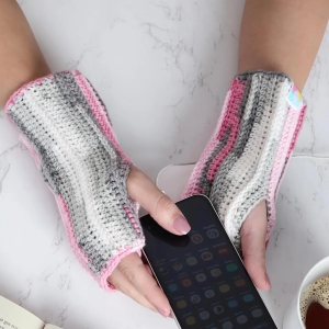 Multi Colored Fingerless Knitted Mittens - 10118