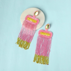 Madhubala Pink Curtain Fringe Earring