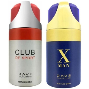 Rave - 1 CLUB DE SPORT , 1 X MAN Deodorant Spray for Unisex 500 ml ( Pack of 2 )