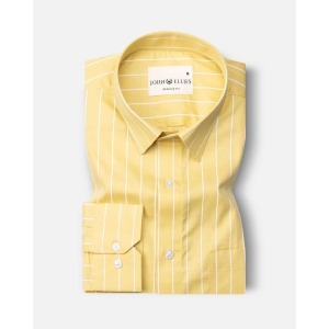 Anzio Mustard Yellow Premium Twill Stripe Shirt-39 / S