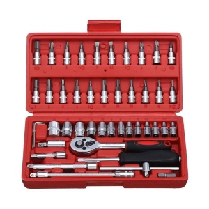 46 in 1 Pcs Tool Kit & Screwdriver and Socket Set Multi Purpose Combination Tool Case Precision Socket Set - Multicolor