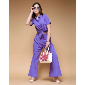 Selvia Purple Dyed Palazzo Top Set - None