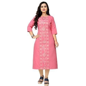 Monica Fashion Rayon Long Straight A Line Embroidery Kurti for Women & Girls