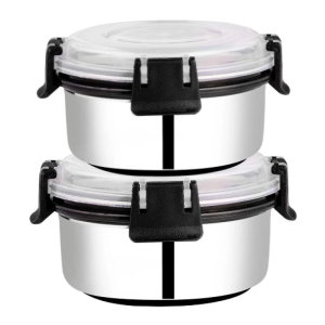 BOWLMAN Smart Clip Lock Steel Black Food Container ( Set of 2 ) - Black