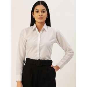 Women White Solid Shirt Style Top-S / White