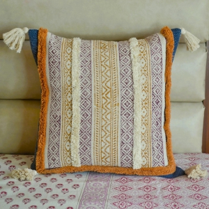 Denim Tufted Sofa Cushion Cover-18x18