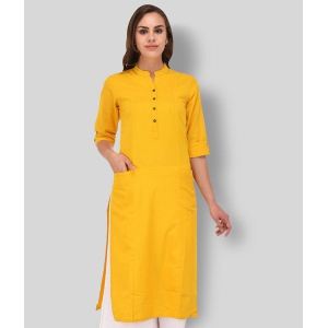 pistaa-yellow-cotton-womens-straight-kurti-s