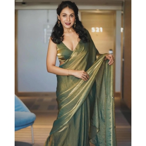 Glorious Green Color Organza Silk Saree