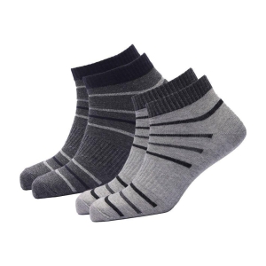 Broen - Cotton Mens Striped Light Grey Low Cut Socks ( Pack of 2 ) - Light Grey