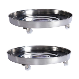 HomePro Stainless Steel Gas Trolley with Smooth Wheels & Rubber Cylinder Protection Pack of 2