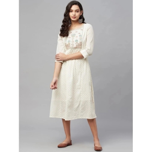 AMIRAS INDIAN ETHNICWEAR - Off White Cotton Womens A-line Dress ( Pack of 1 ) - None