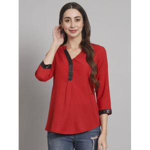 Curvydrobe Red Crepe Women's A-Line Top ( Pack of 1 ) - None