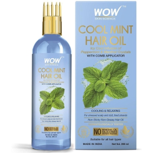 WOW Skin Science Cool Mint Hair Oil - with Comb Applicator No Mineral Oil, Silicones, Synthetic Fragrance - 200mL