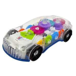 Humaira Plastic Transparent Gear Racing Car Concept Battery Operated Bump and Go, Musical and 3D Lights for Kids (Gear Car)