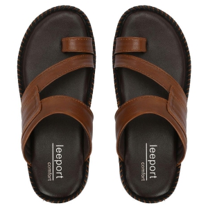 Leeport - Tan Mens Toe covered Flip Flop - None