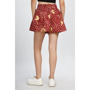 Women Divided Skirt, Cotton, Printed, Rhubarb-L / Rhubarb