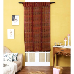 Three Panel Bamboo Curtain - Maroon-9 ft length