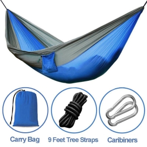 Backpacking Hammock - Portable Nylon Parachute Outdoor Double Hammock-Dark green orange