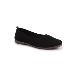 Women Black Athleisure Active Wear Knitted Soft Fabric Slip On Flat Ballerina Shoes For Walking-7