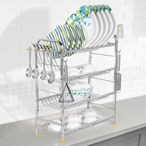 PALOMINO 4 LAYER 24*18 inch Wall Mount Modern Kitchen Utensils Dish Rack Stainless Steel Kitchen Rack Utensil Rack Utensil Stand