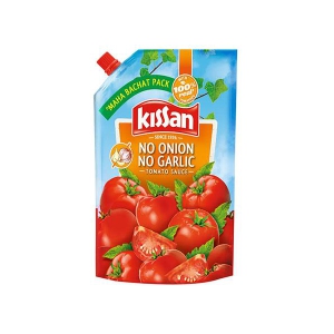 Kissan No-Onion No-Garlic Tomato Sauce - Pure Vegetarian Condiment For Snacks, Cooking, Dips Use, 425 g Pouch