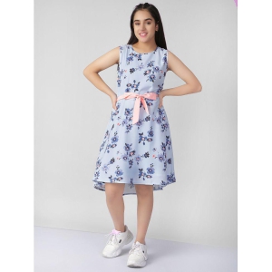 Naughty Ninos - Light Blue Rayon Girls Fit And Flare Dress ( Pack of 1 ) - None