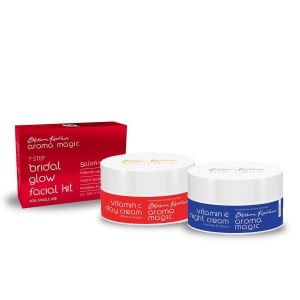 Bridal Glow Facial Kit - Single Use + Vitamin C Day Cream + Vitamin E Night Cream-140.00 gm / Face Combo Pack