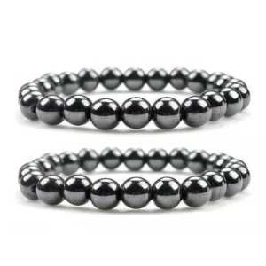 Natural Round Beads Magnetic Hematite Crystal Stone 8mm Bracelet (Pack of 2)-1