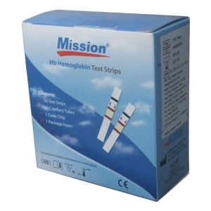 Mission HB (Hemoglobin) 50 Strips Pack Expiry: August-2021