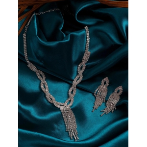 Silver Plated Designer Stone Necklace And Earring Set