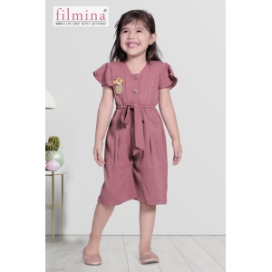 Cap Sleeves Knee Length Onion Pink Jumpsuit-22 (3-4 years)