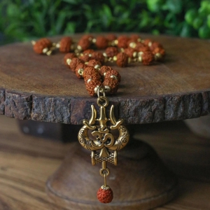 Gold Plated Rudraksha Necklace