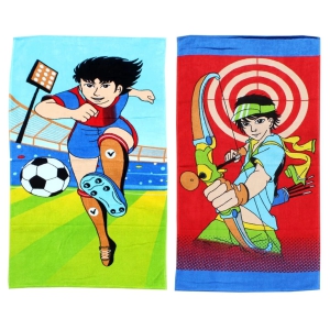 Mandhania Cotton Cartoon Printed Kids Bath Towel for Boys N Girls Pack of 2