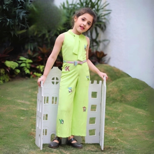 Tie Knot Neck Full Length Sea Green Jumpsuit-26 (5-6 years)