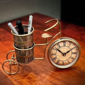 Handicrafy Antique Iron Flower Pot/ Pen stand With Clock / Pen Holder For Office and Home Decoration/Gift-FREE / Metal