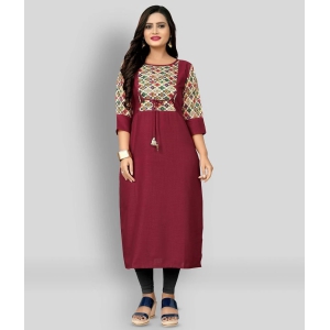 Rangrasiya - Maroon Cotton Blend Womens Straight Kurti ( Pack of 1 ) - M