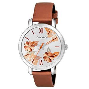 LOIS CARON White Dial & Brown Leather Strap Analogue Women''s Watch (LCS-4692)