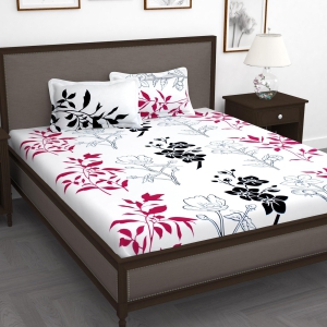 210 TC White Floral 1 King Size Bedsheet With 2 Pillow Cover-King Bedsheet / White / 210 TC