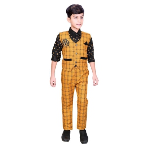 Ahhaaaa Kids Ethnic Cotton Blend Waistcoat Shirt and Pant for boys - None