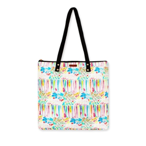 Floral Stripes Printed Tote