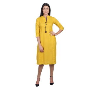 JAIPURETHNICWEAVES Women's Rayon Solid A-Line Kurta (Yellow)