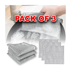 GEEO Pack of 3 dish cloth Steel Stainless Steel Scrub