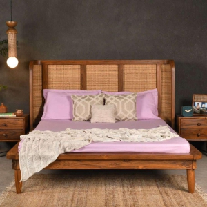 Zakhama Teak Wood Cane Bed