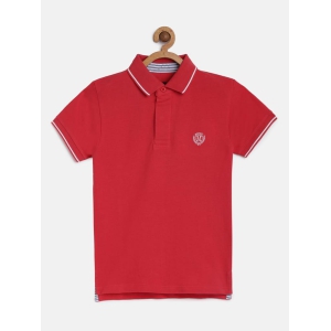 Boys Organic Cotton Self Design Polo Collar T-shirt