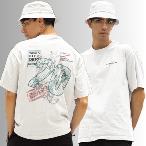 World 20 White Oversized T-Shirt-White / M-44